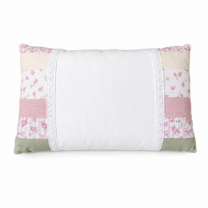 Almohadita Vintage Blanco con Rosa