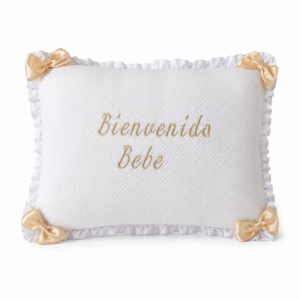Almohadita Bienvenido Bordado Blanco con Beige