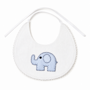 Babero Pique -Elefante -Blanco con Celeste