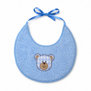 Babero Toalla Bordado- Oso- celeste