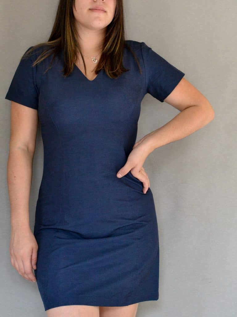 Vestido Jackie con mangas-Azul marino Genuino