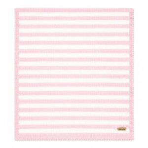 Mantita Rayas Blanco con rosa