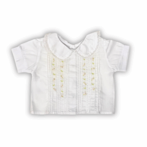 Camisa Mangas cortas cuellito alforzita Blanco