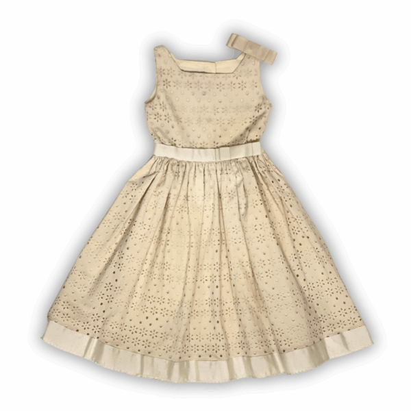 Vestido Broderie Algodón Beige