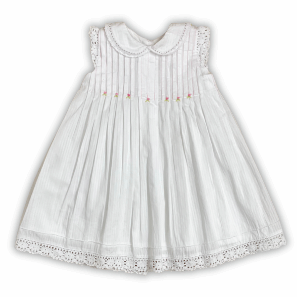 Vestido Prenatal Rococo Blanco con Rosa