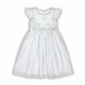 Vestido Pechera Gripur Blanco con Rosa