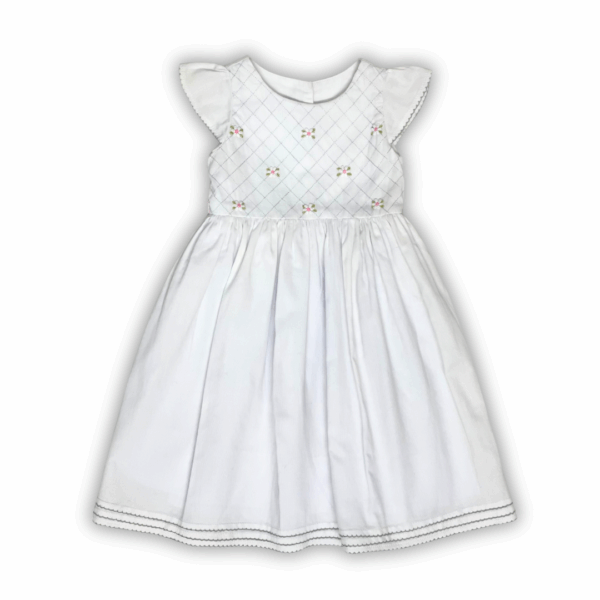 Vestido Pechera Gripur Blanco con Rosa
