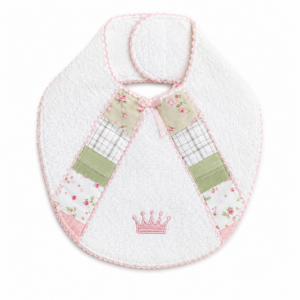 Babero Cruzado Vintage blanco y rosa