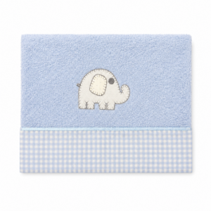 Toalla Chica Bordado- Elefante- Celeste
