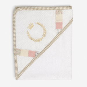 Toalla Capucha Vintage blanco con rosa