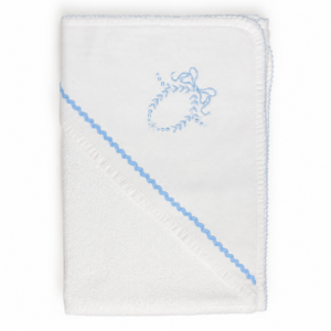 Toalla Capucha-Blanco con Celeste