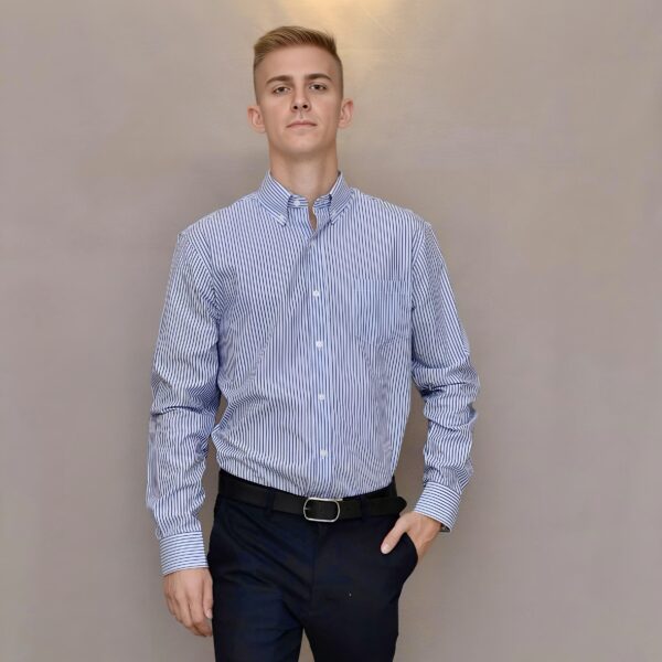 Camisa Fit M/L Milano rayas azul blanco