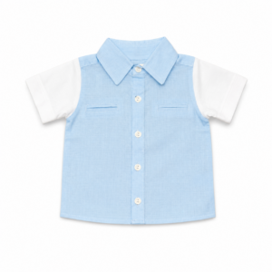 Camisa mangas cortas Blanco con Celeste